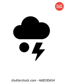Hail with lightning Icon Flat Style Isolated Vector Illustration
