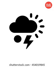 Hail with Lightning Weather Icon Flat Style Isolated Vector Illustration