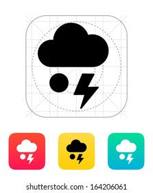 Hail with lightning weather icon. Vector illustration.