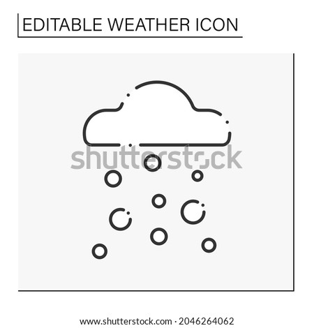 Hail line icon. Mixed rain with frozen drops. Meteorology. Falling hailstones from clouds. Rainfall. Hail storm. Weather forecast concept. Isolated vector illustration. Editable stroke