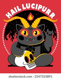 HAIL LUCIPURR VINTAGE CARTOON ILLUSTRATION
