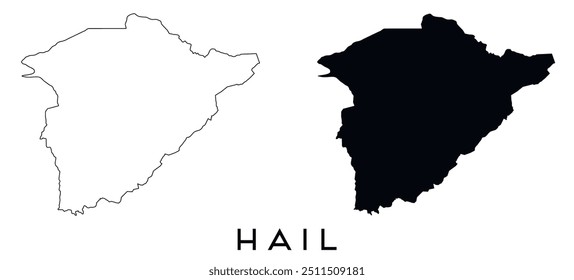 Hail map outline and black silhouette vector
