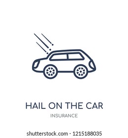 Hail on the car icon. Hail on the car linear symbol design from Insurance collection.