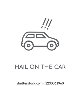 Hail on the car linear icon. Modern outline Hail on the car logo concept on white background from Insurance collection. Suitable for use on web apps, mobile apps and print media.