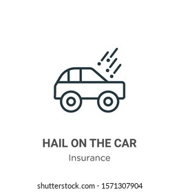 Hail on the car outline vector icon. Thin line black hail on the car icon, flat vector simple element illustration from editable insurance concept isolated on white background