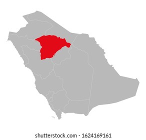 Hail province highlighted on saudi arabia map. Gray background. Business concepts. Gulf country.