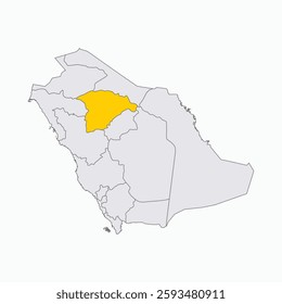 Ha'Il Region highlighted on Saudi Arabia map