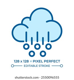 Icono de color RGB de granizo. Tormentas de granizo y condiciones extremas de Clima. Precipitación helada. Predicción de Clima. Meteorología. Ilustración vectorial aislada. Dibujo de línea relleno simple. Trazo editable