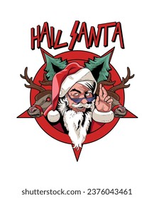 
Hail Santa. Christmas Vector Illustration Style.