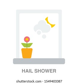 Hail shower weather flat icon on white transparent background. You can be used hail icon for several purposes.