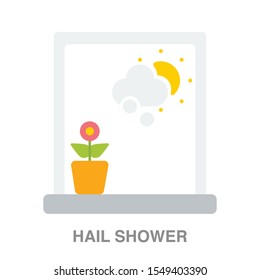 Hail shower weather flat icon on white transparent background. You can be used hail icon for several purposes.