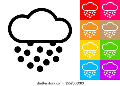 Hail Storm. Line Icon With Different Color Background.