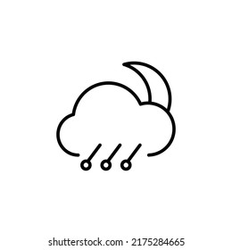 icono de esquema modificable de la noche de la tormenta de granizo, icono del clima