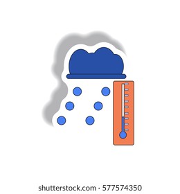 hail and thermometer, weather sticker