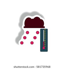 hail and thermometer, weather sticker