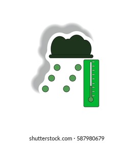 hail and thermometer, weather sticker