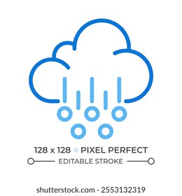 Icono de línea de dos colores. Tormentas de granizo y condiciones extremas de Clima. Precipitación helada. Clima. Símbolo de contorno bicolor de meteorología. Pictograma lineal duotono. Ilustración aislada. Trazo editable
