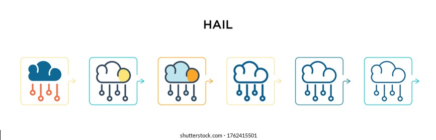 Hail vector icon in 6 different modern styles. Black, two colored hail icons designed in filled and outline stroke style. Vector illustration can be used for web, mobile, ui.used for web, mobile, ui