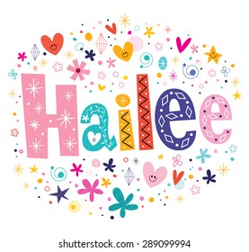 Hailee girls name decorative lettering type design