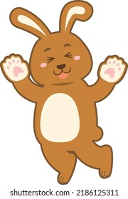 Hailing and rejoicing rabbit (brown) 2023