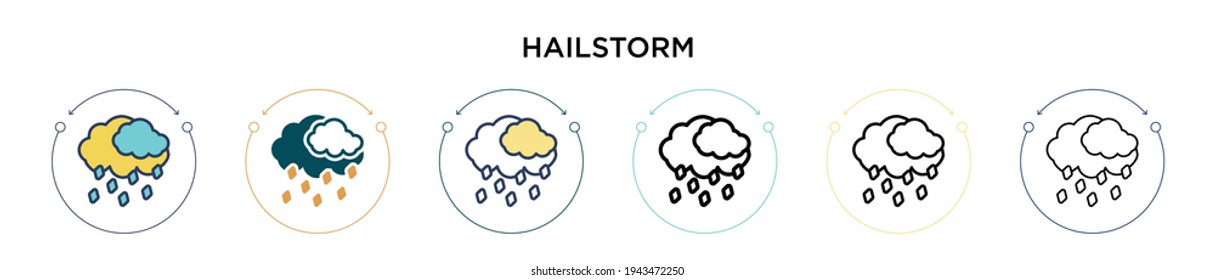 Hailstorm icon in filled, thin line, outline and stroke style. Vector illustration of two colored and black hailstorm vector icons designs can be used for mobile, ui, web