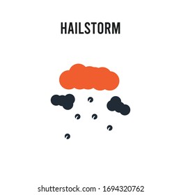 Icono vectorial Hailstorm sobre fondo blanco. Icono de Granizada de color rojo y negro. Símbolo de signo de ilustración de elemento simple EPS