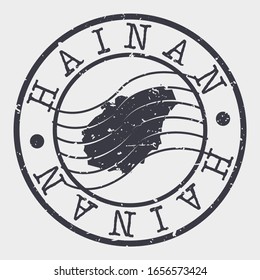 Hainan China Stamp Postal. A Map Silhouette Seal. Passport Round Design. Vector Icon Design Retro Travel.