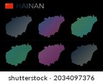 Hainan dotted map set. Map of Hainan in dotted style. Borders of the island filled with beautiful smooth gradient circles. Neat vector illustration.