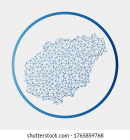 Hainan icon. Network map of the island. Round Hainan sign with gradient ring. Technology, internet, network, telecommunication concept. Vector illustration.
