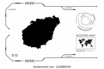 Hainan map of black digital frame HUD, GUI, UI interface technology radar vector. - Shutterstock ID 2254882929