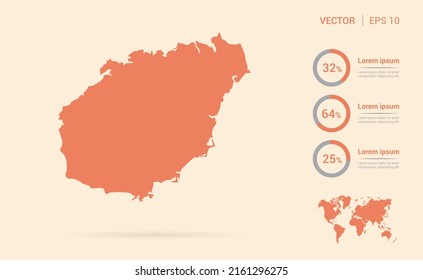 Hainan map orange abstract infographic vector.