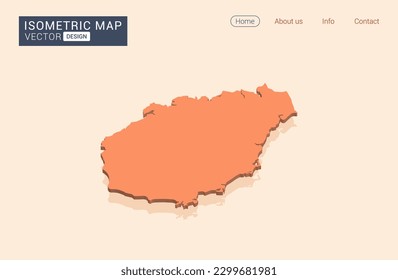 Hainan map orange with isometric vector.