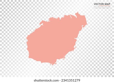 Hainan map vector orange color on transparent background.