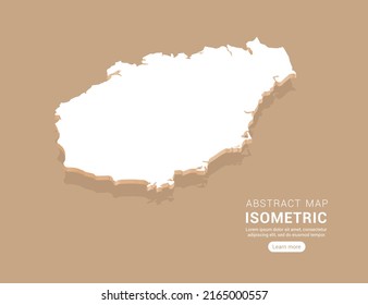 Mapa de Hainan blanco sobre fondo marrón con vector isométrico.