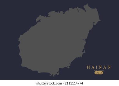Hainan Map - World Map International vector template with High detailed including grey and black outline color isolated on black background - Vector illustration eps 10