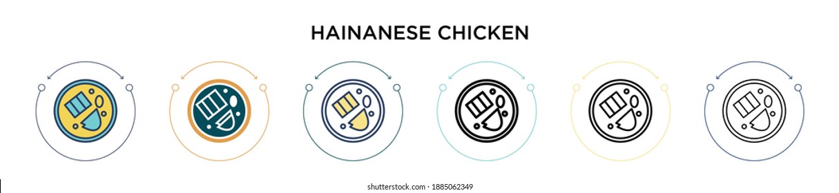 Hainanese chicken icon in filled, thin line, outline and stroke style. Vector illustration of two colored and black hainanese chicken vector icons designs can be used for mobile, ui, web