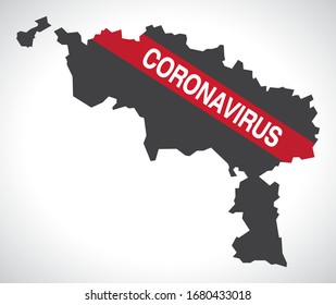 Hainaut BELGIUM province map with Coronavirus warning illustration