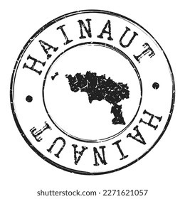 Hainaut, Belgium Silhouette Postal Passport. Stamp Round Vector Icon Map. Design Travel Postmark. 