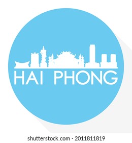 Haiphong, Vietnam Round Button City Skyline Design. Silhouette Stamp Vector Travel Tourism.