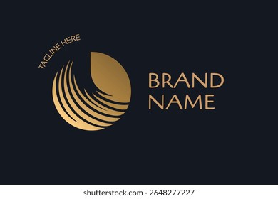 logotipo círculo abstrato cabelo, marca de salão de beleza dourada de luxo, ilustração vetorial