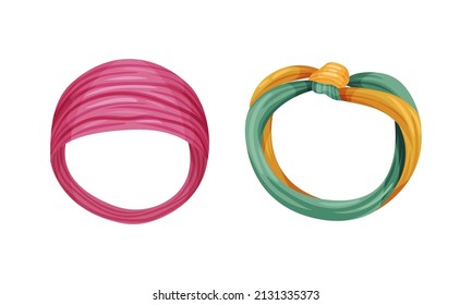 Hair accessories for stylish hairstyle set. Flexible textile headbands cartoon vector illustration