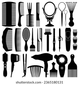 Hair accessories vector silhouettes illustration