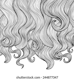 Hair background. Beautiful curly hair border