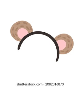 a hair band with bear ears. cute cartoon-style vector image isolated on a white background.