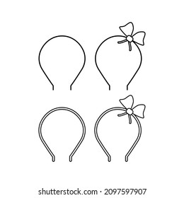 Hair band headband hairband with ribbon bow. Vector icon and illustration. Hair ornament.