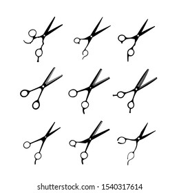Hair Barber Scissors Silhouette Icons