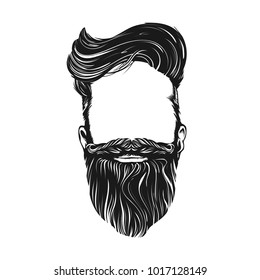 Hair and Beard, hipster character. isolated vector illustration