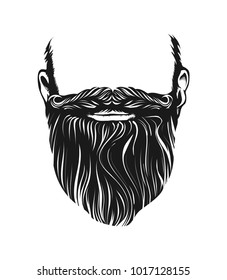 Hair and Beard, hipster character. isolated vector illustration