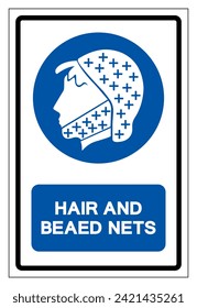 Hair and Beard Nets Must Be Worn Symbol Sign ,Vector Illustration, Isolate On White Background Label. EPS10