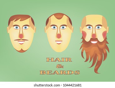 hair and beard in vector